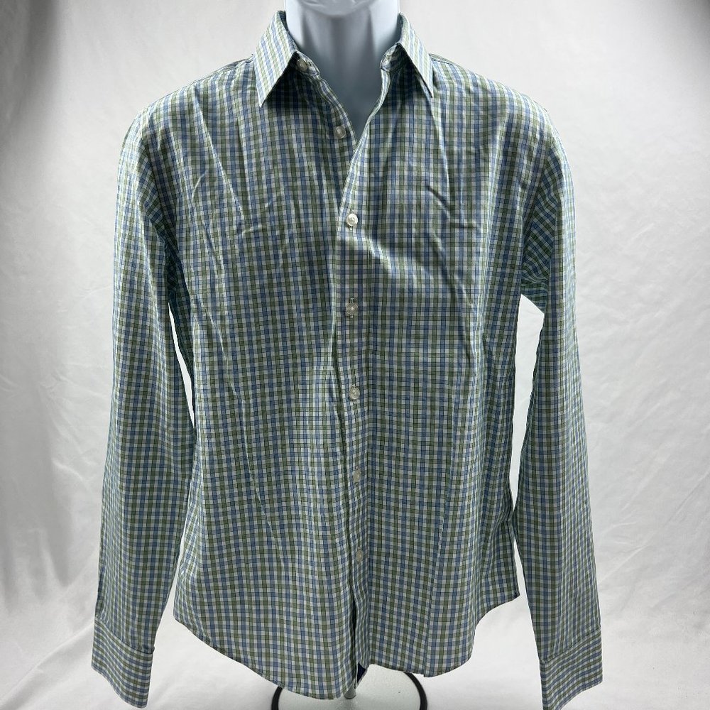 UNTUCKit Men's Size Small Slim Fit Blue And Green Checkered Button Down Shirt